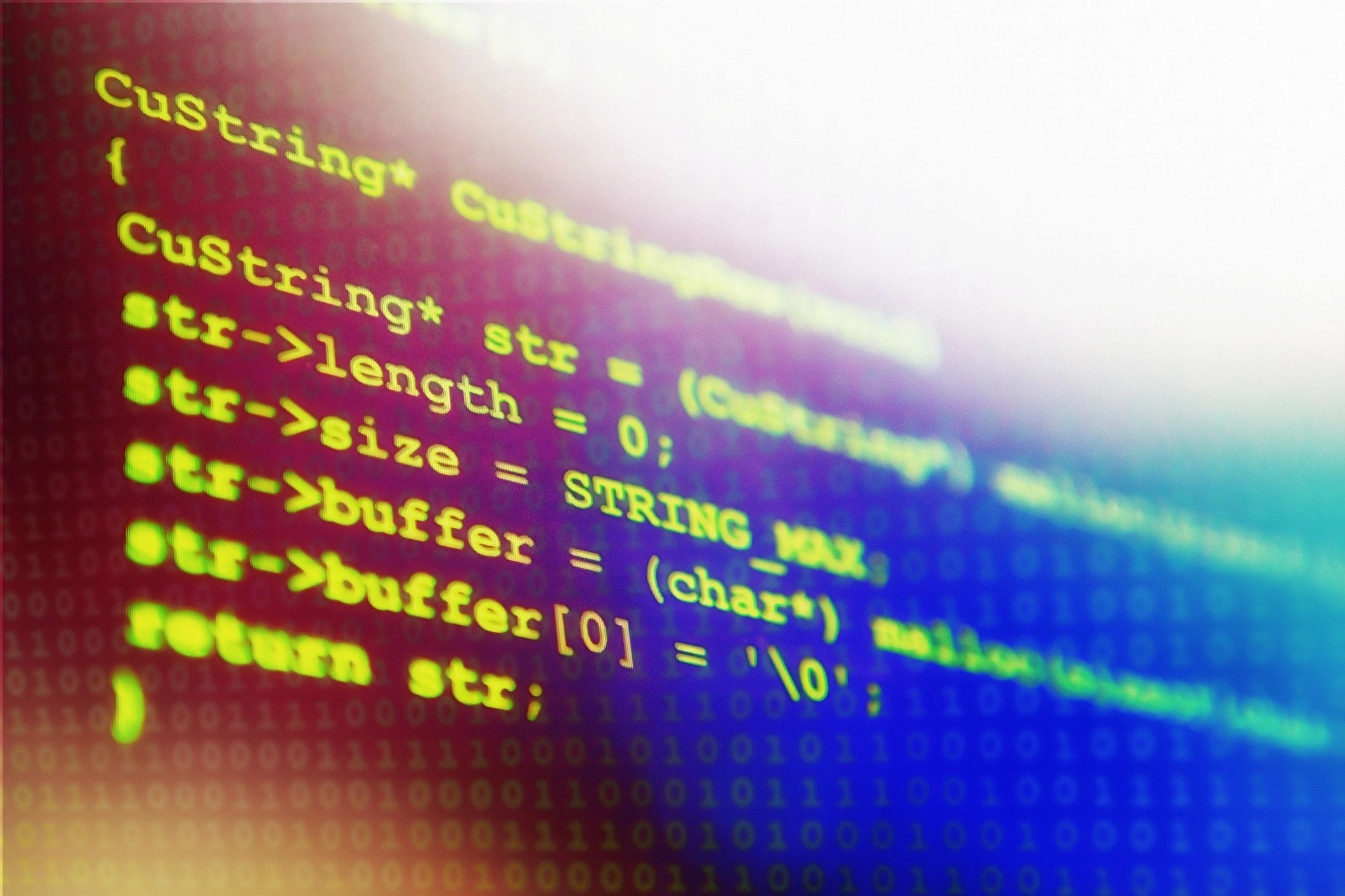 Abstract binary code background representing custom software development