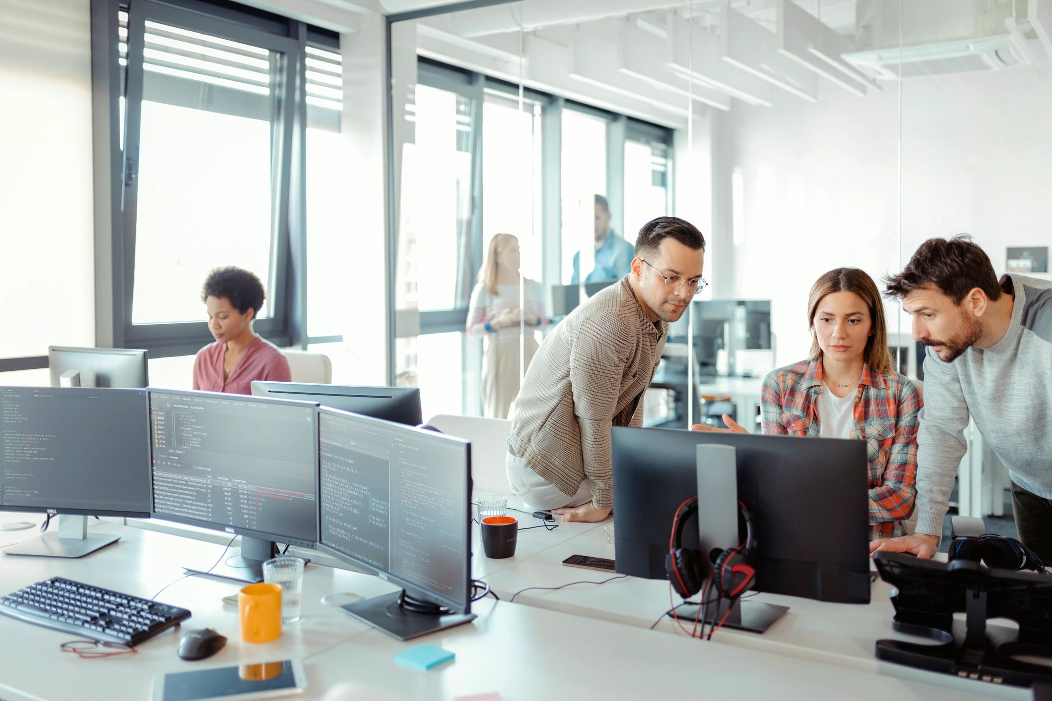Technology team collaborating in a startup office